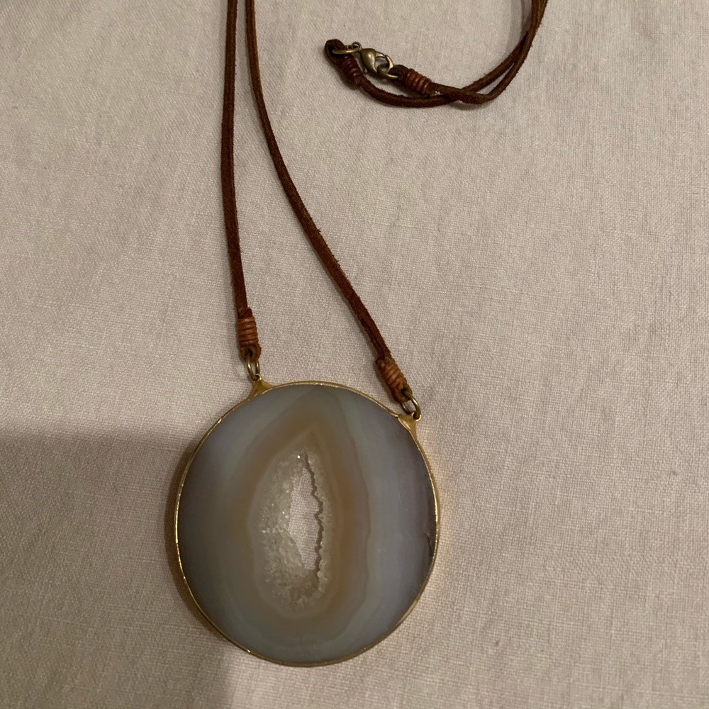 Druzy statement necklace on leather